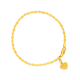 22K Gold Heart Charm Bracelet